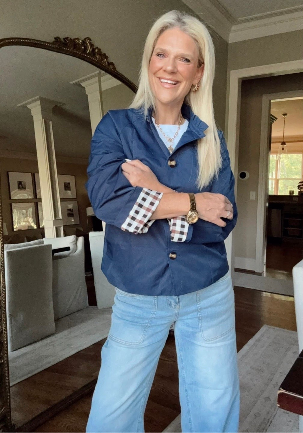 The perfect fall jacket 
🍁
This jacket looks so high-end and is such a great staple for fall! I especially love the little gingham detail inside the sleeves, such a pretty touch that makes it feel extra special.