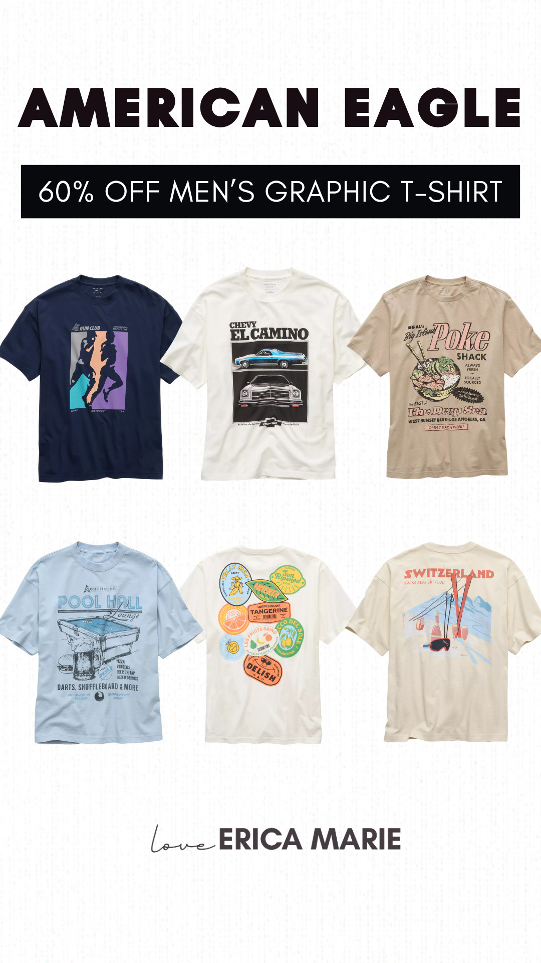 If you need fresh summer outfits for your husband or son, these AE graphic shirts are such a good find. They’re 60% off right now and easy to style with shorts or jeans for casual everyday looks.

#mensgraphictees #summeroutfitsmen #graphicshirtsmen #affordablemensclothing #mensfashionfinds 

 #LTKSaleAlert #LTKMens