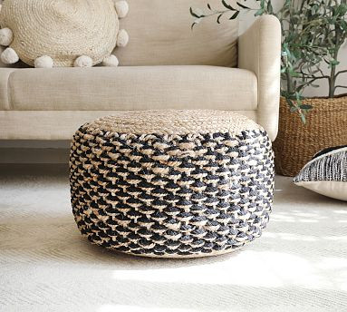 Handwoven Basketweave Jute Pouf | Pottery Barn (US)