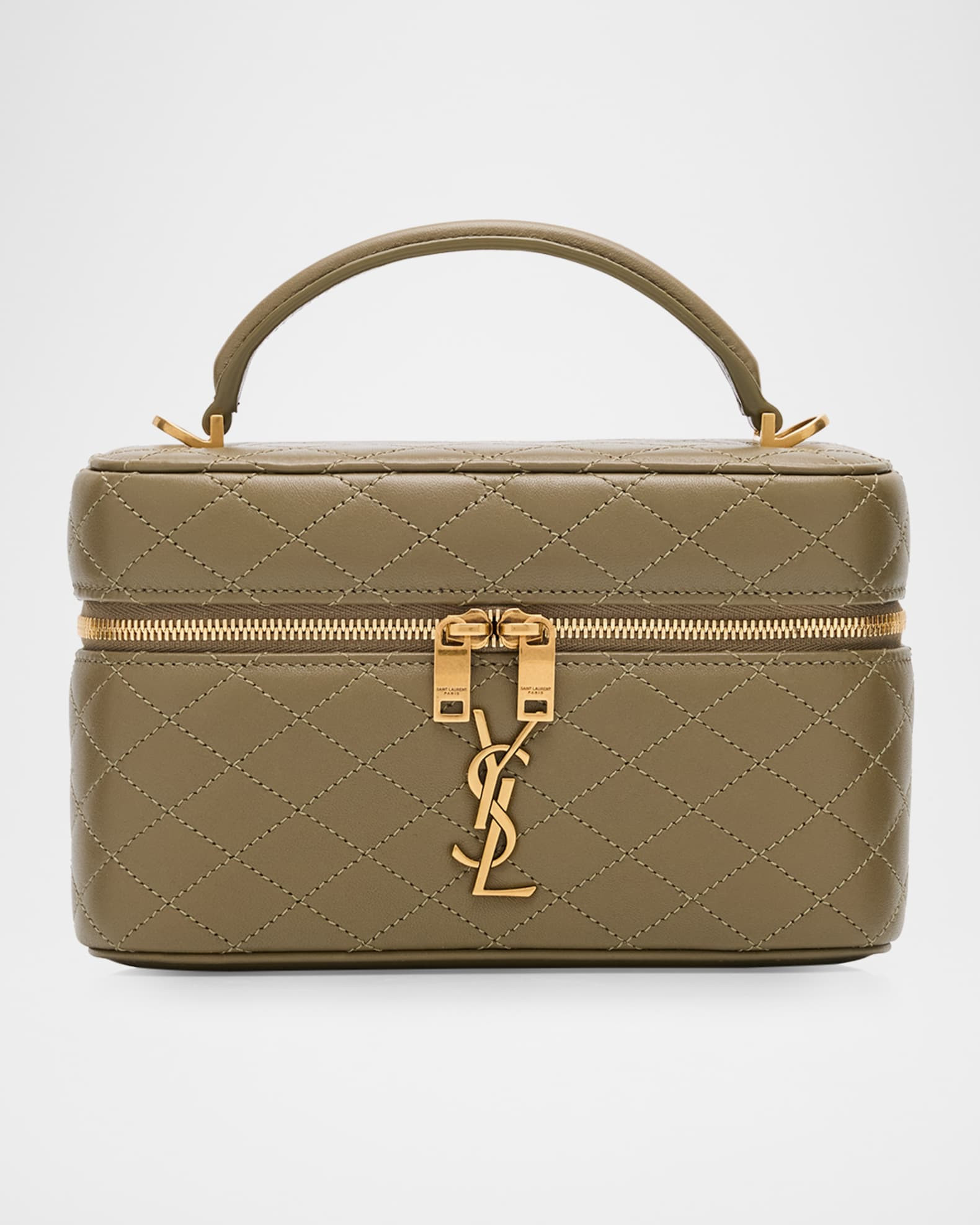 Saint Laurent Gabby Mini Vanity Case in Quilted Leather with Gold Hardware | Neiman Marcus