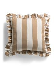 Made In Usa 18x18 Cabana Striped Ruffled Indoor Outdoor Pillow | TJ Maxx