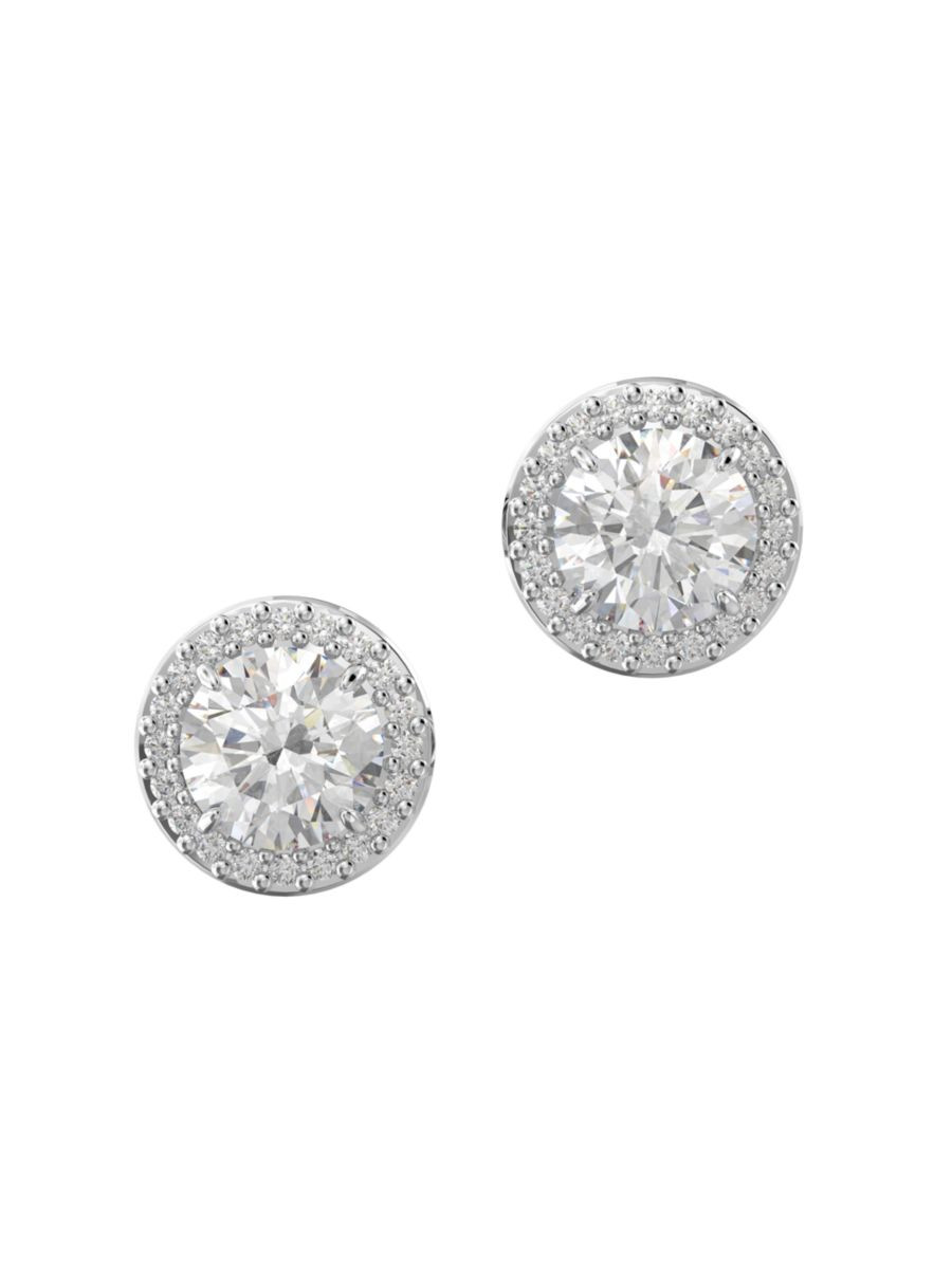 Shop Swarovski Una Rhodium-Plated &amp; Crystal Stud Earrings | Saks Fifth Avenue | Saks Fifth Avenue