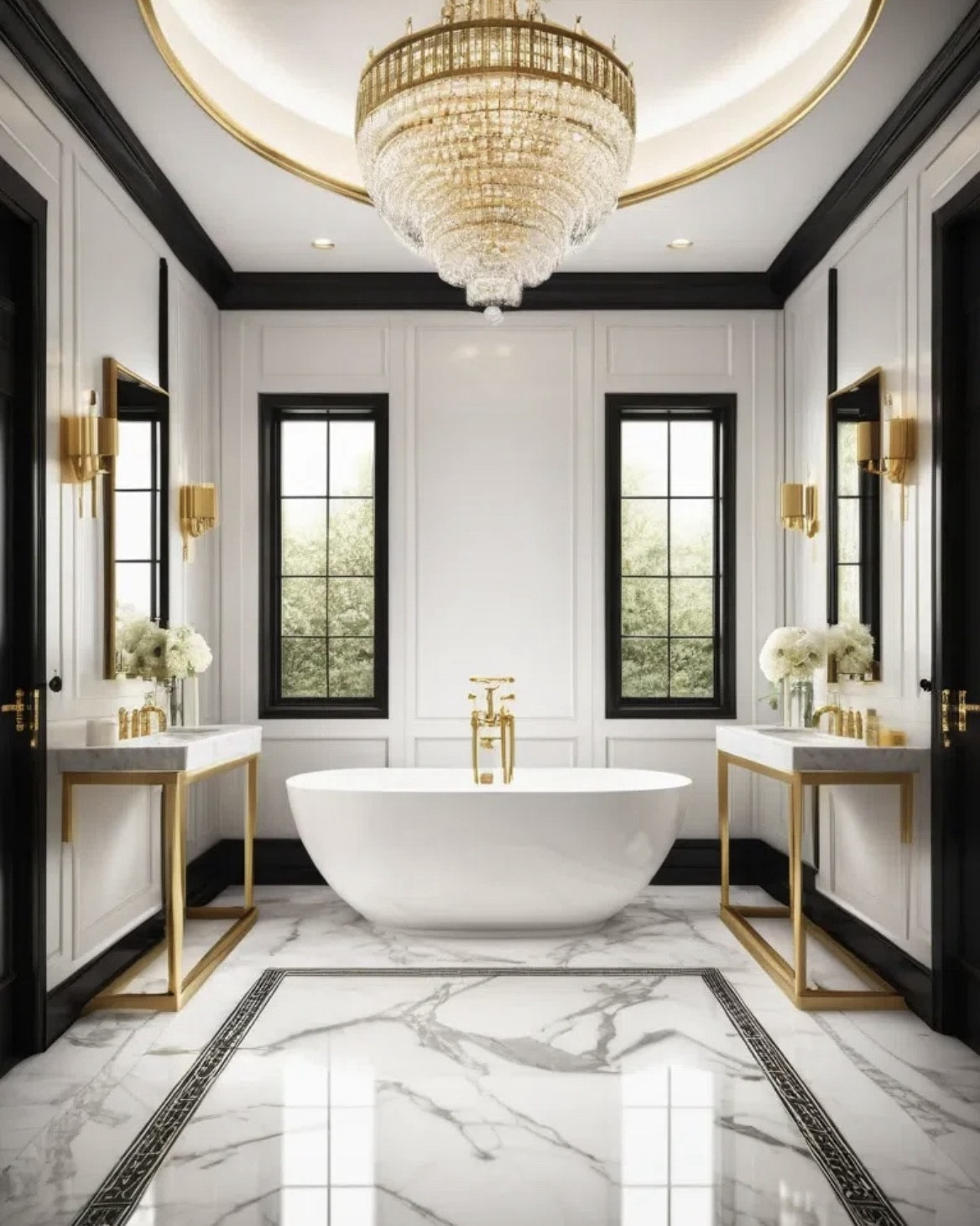 Luxury Spa Bathroom With Marble Vanity, Sculptural Lighting, And Designer Mirror

Featured Room: Spa Bathroom.
A luxury spa-inspired bathroom featuring marble vanities, sculptural lighting, and elegant mirrors. Natural textures and warm lighting create a serene retreat.

#spabathroom #luxurybathroom #marblevanity #luxuryinteriors