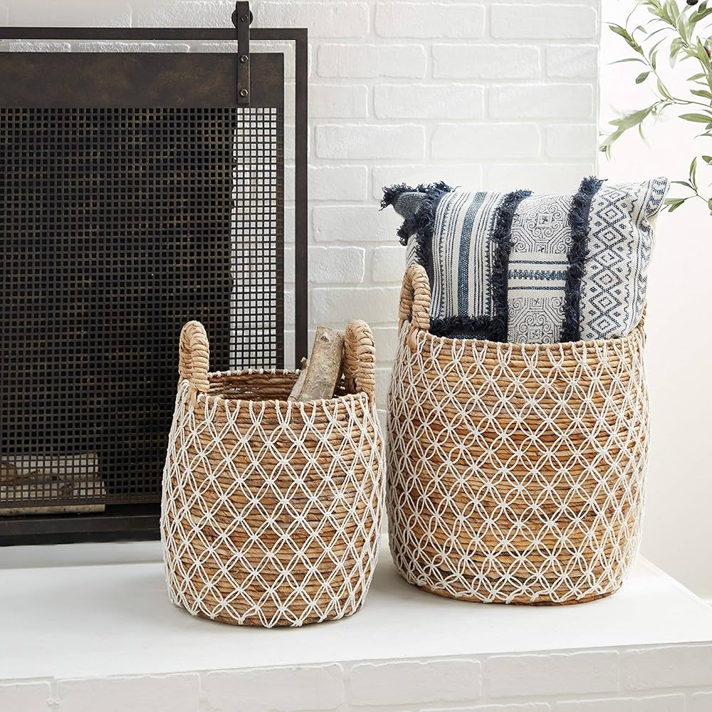 Brown Banana Leaf Natural Storage Basket (Set Of 2) 17 X 19 | Amazon (US)