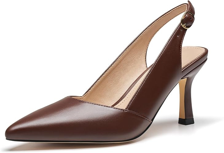 VICKI·VICKI Slingback Kitten Heels for Women Pointed Closed Toe Heels Dressy Pumps Shoes for Wed... | Amazon (US)