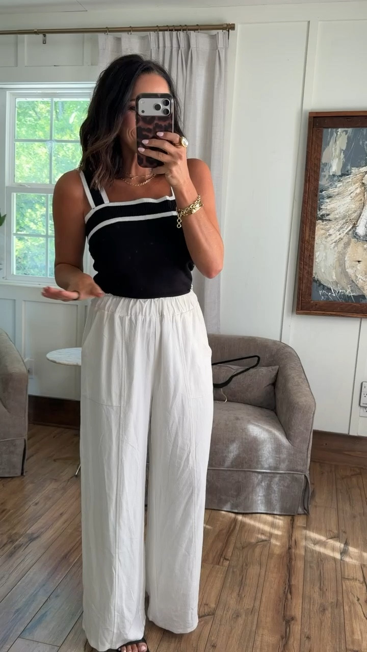 this top makes the whole outfit… simple but that little contrast detail just pulls everything together

amazon top size small, black tank top, contrast trim top, wide leg pants outfit, casual chic outfit, summer outfit

#amazonfinds #ltkunder50 #casualchic #summeroutfit #neutralstyle #everydayoutfit
