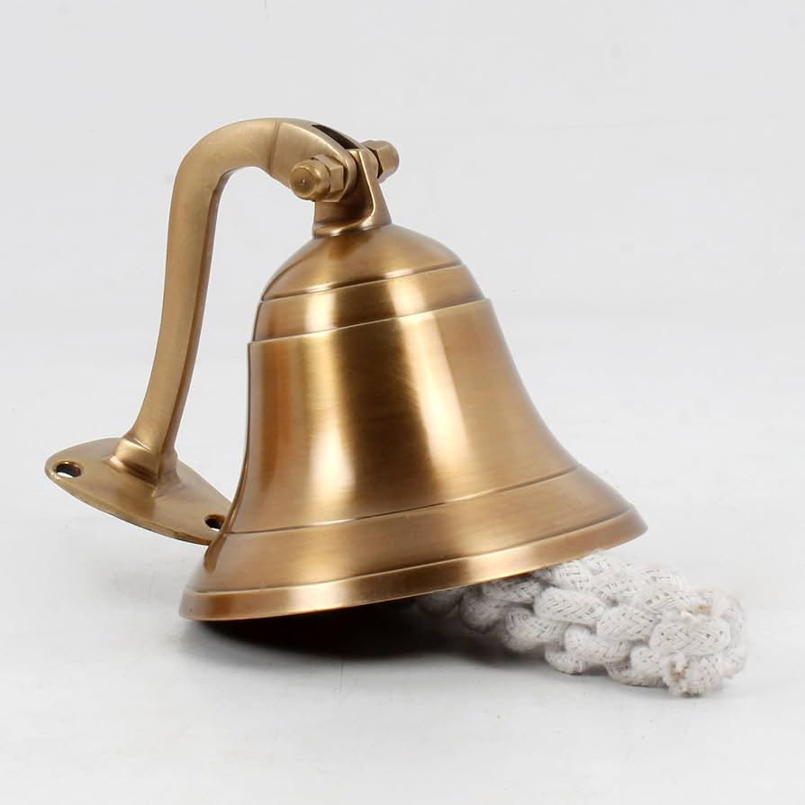 4" Antique Brass Bell Nautical Ships Bell Wall Mounting Solid Brass Hanging Bells | Amazon (US)