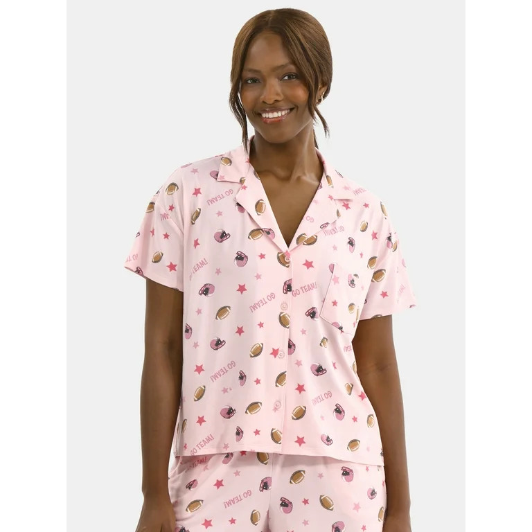 Halloween Women’s Printed Notched Top and Shorts Pajama Set from Way to Celebrate, 2-Piece, Siz... | Walmart (US)