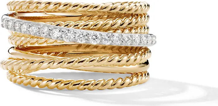 David Yurman DY Crossover Ring with Diamonds in Gold | Nordstrom | Nordstrom