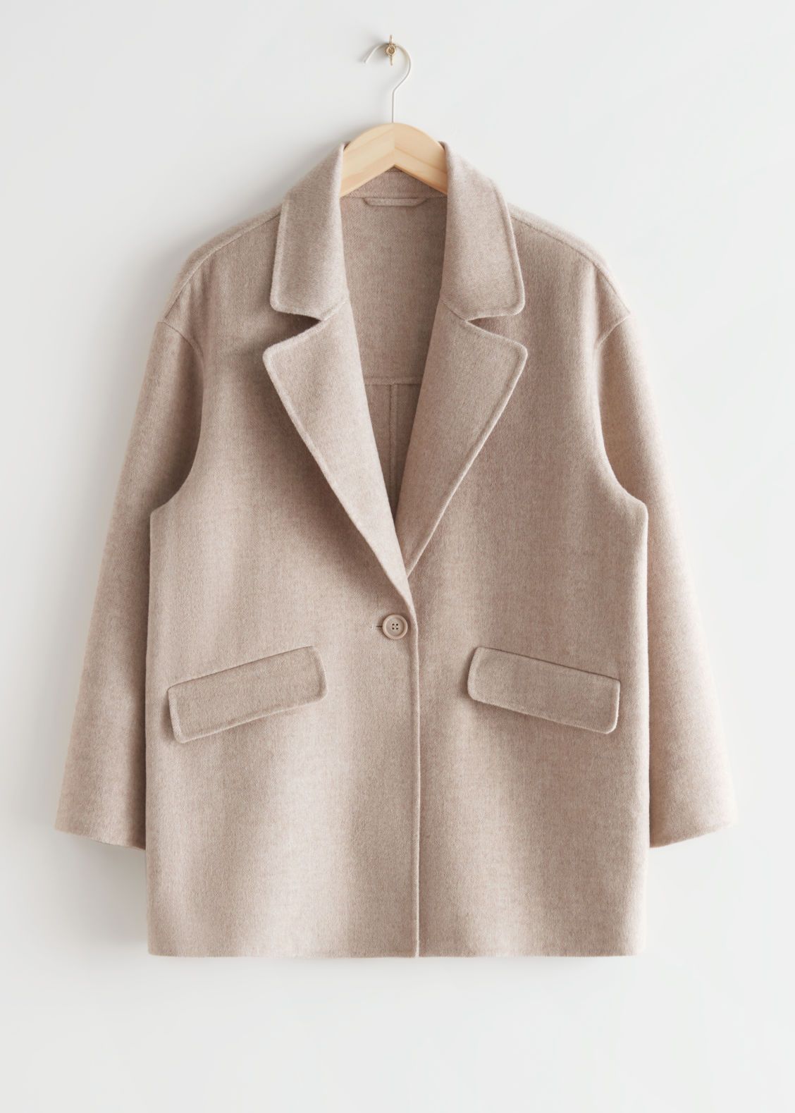 Oversized Single Button Wool Coat - Beige | & Other Stories US