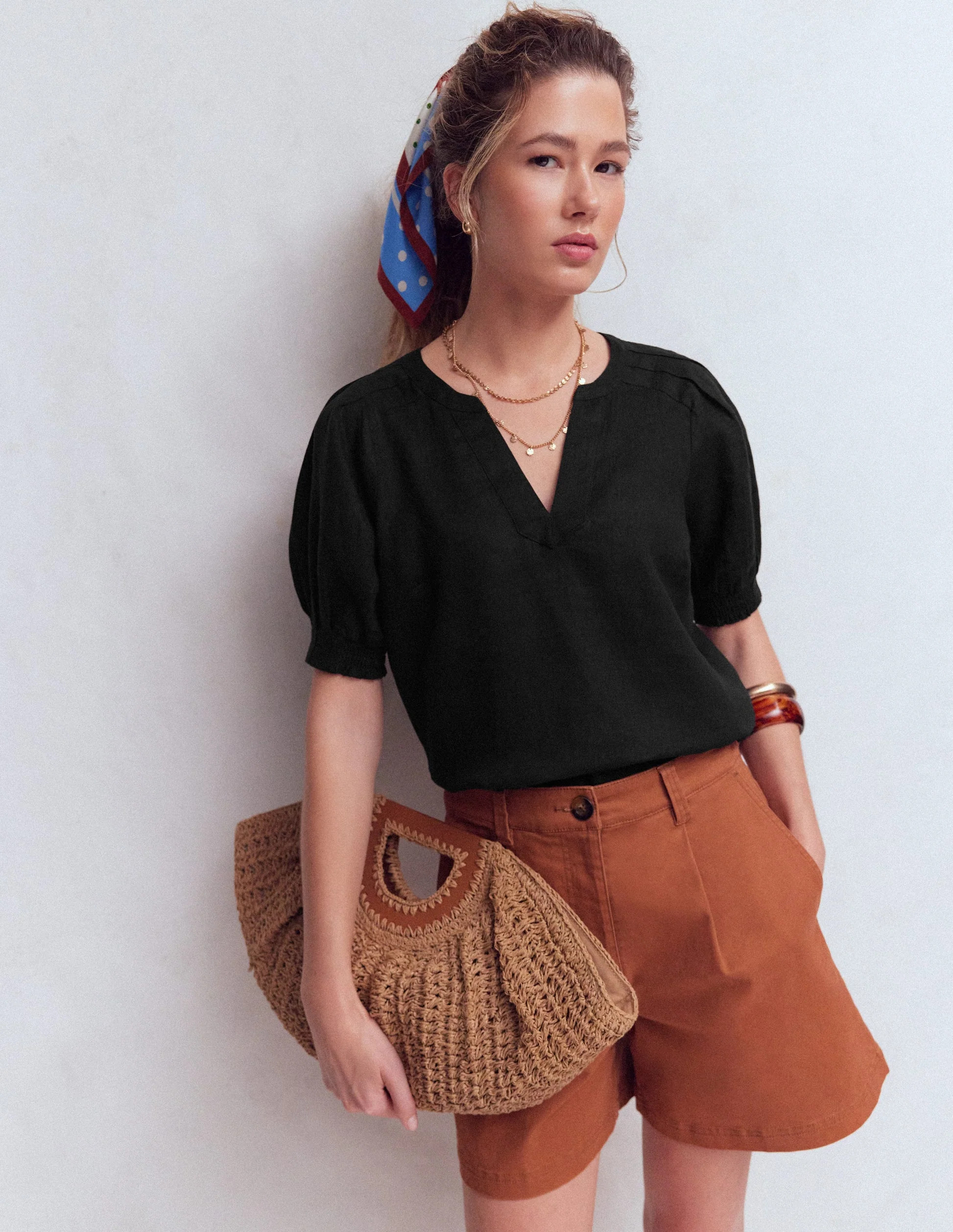 Rae Linen Top-Brown | Boden (US)