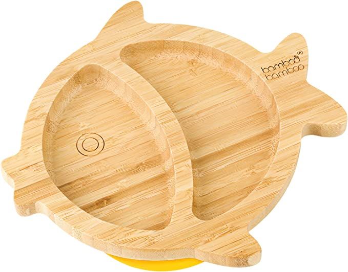 Bamboo Baby Plate with Suction - Kids and Toddler Suction Cup Plate for Babies, Non-toxic All-Nat... | Amazon (US)