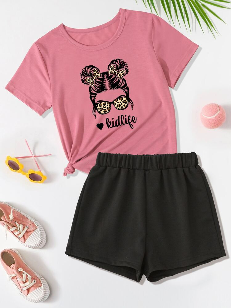 Girls Figure And Letter Graphic Tee With Shorts
       
              
              $5.09  
    ... | SHEIN