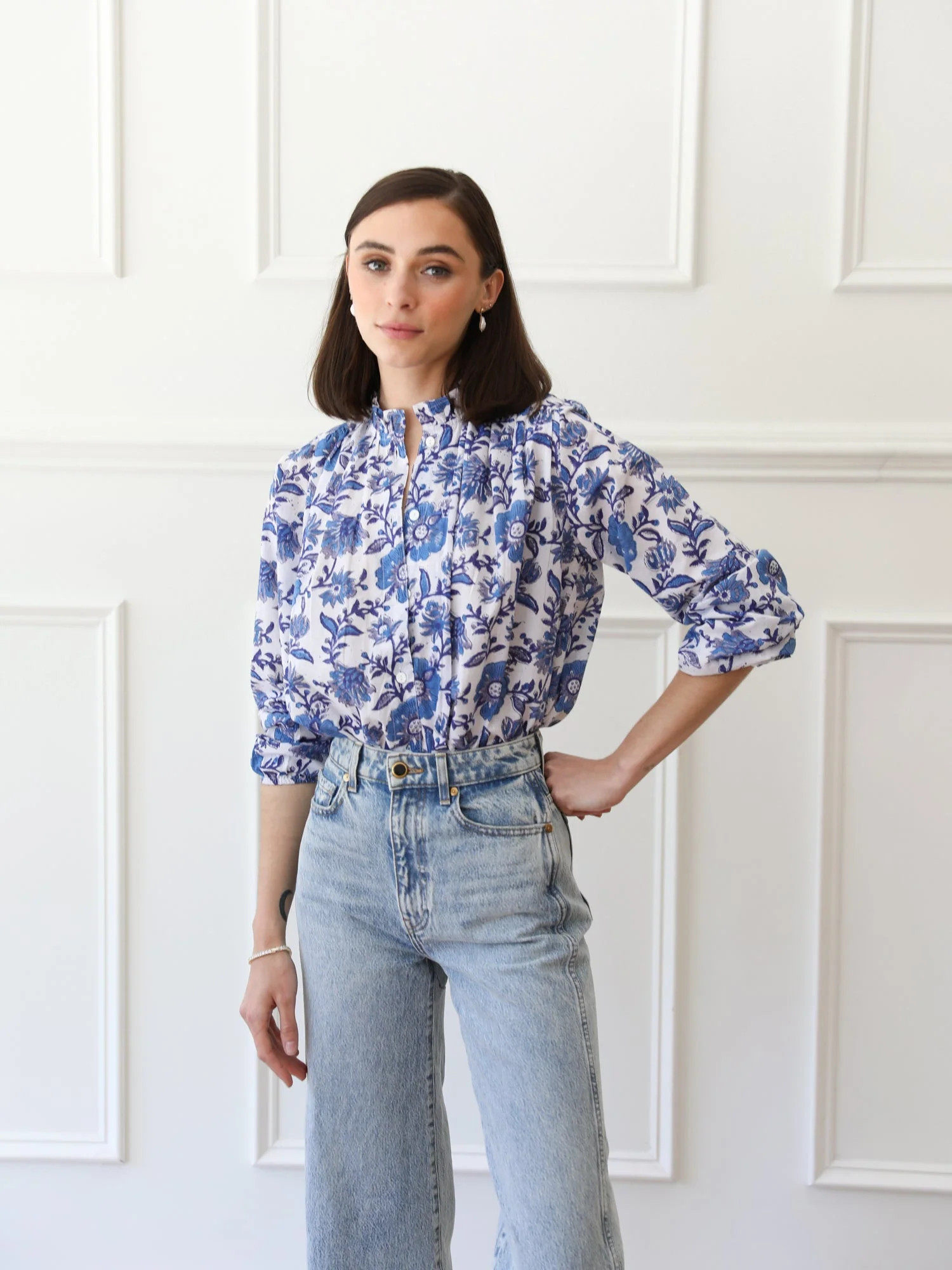 Francesca Top in Blue Floral | Mille