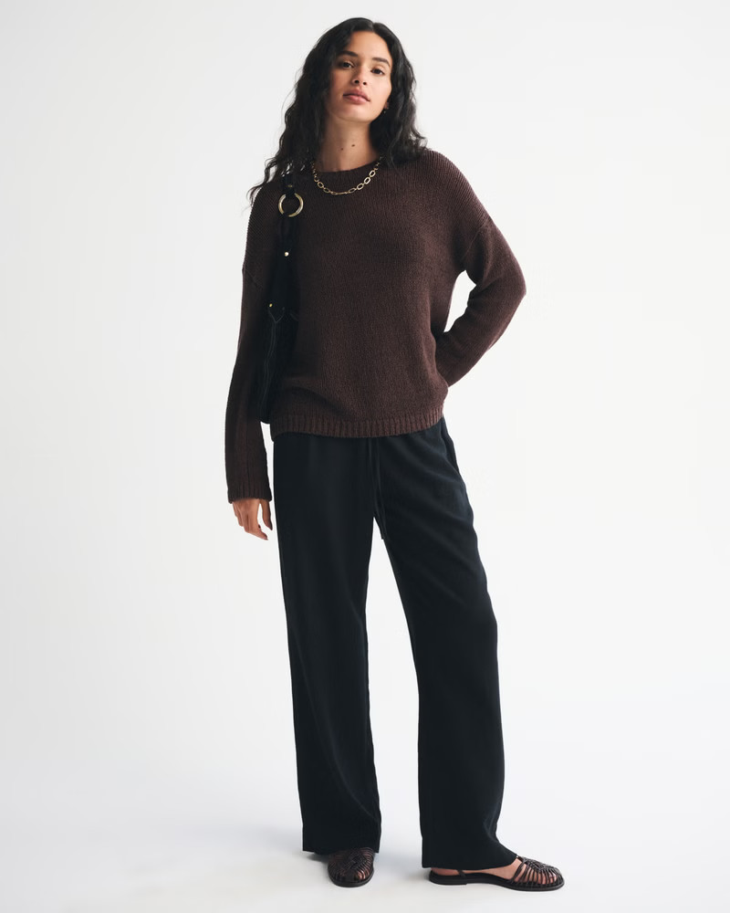 Open-Stitch Textural Crew Sweater | Abercrombie & Fitch (US)