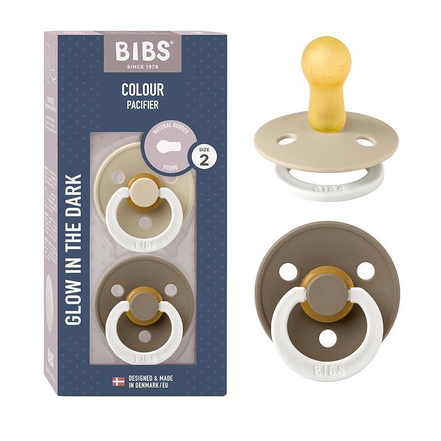 BIBS Pacifiers Colour Collection | Natural Rubber Baby Pacifier | Set of 2 BPA-Free Soothers | Ma... | Amazon (US)