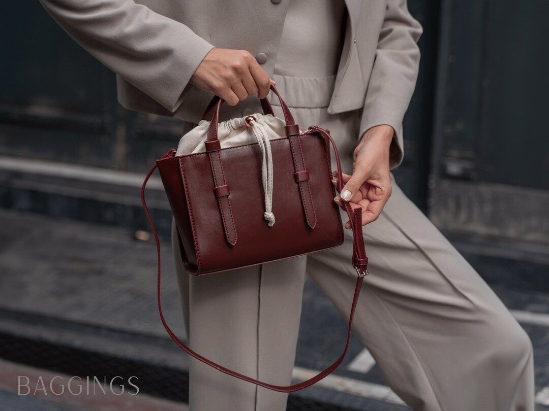 Burgundy Vegan Leather Crossbody Bag for Women Stylish Shoulder Bags Everyday Bag Versatile Gift ... | Etsy (UK)