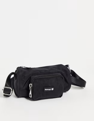 ASOS Daysocial mini cross body barrel bum bag in black nylon | ASOS (Global)