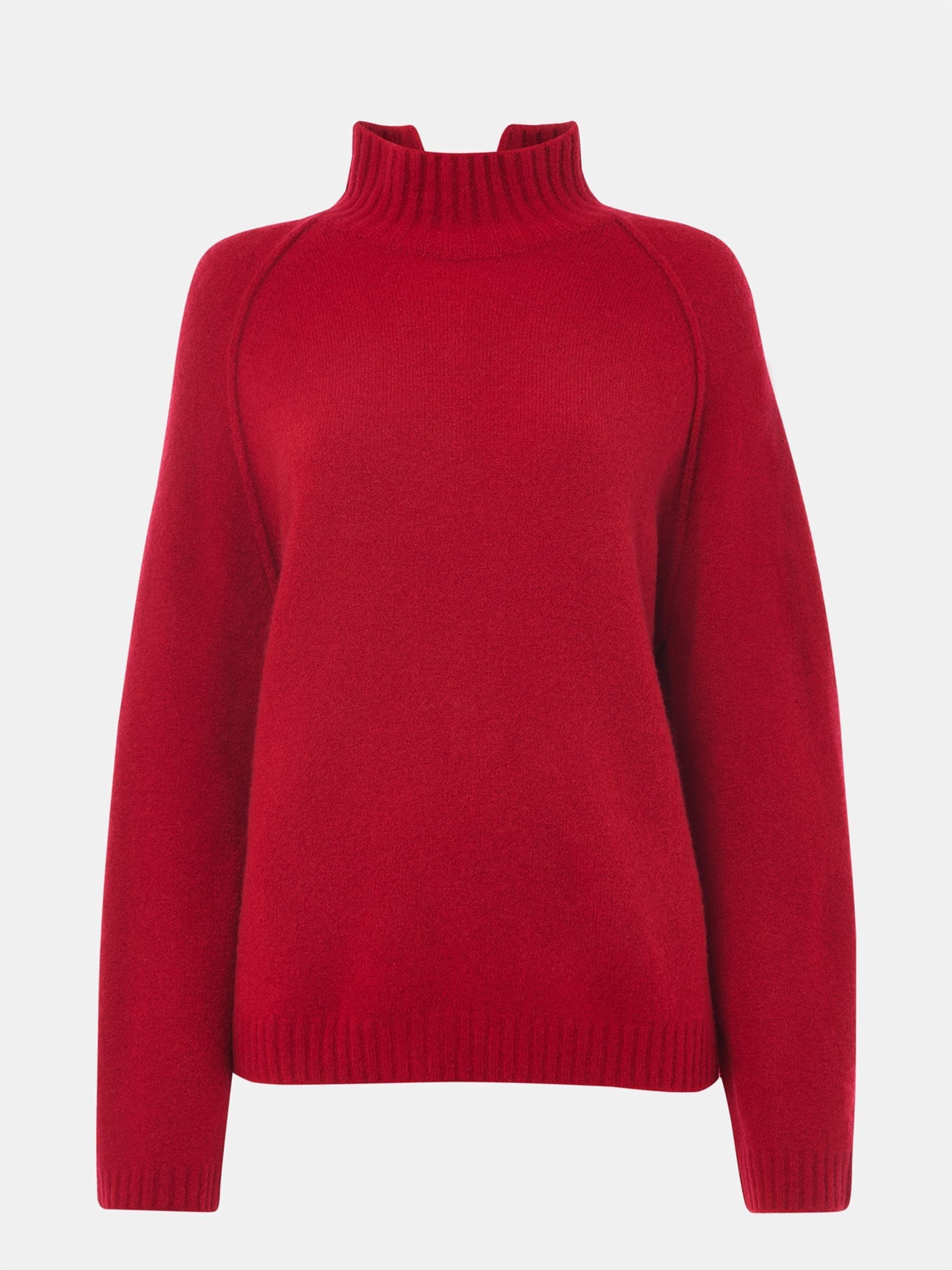 Whistles Whistles Red Wool Mix Split Funnel Knit Jumper | Next US