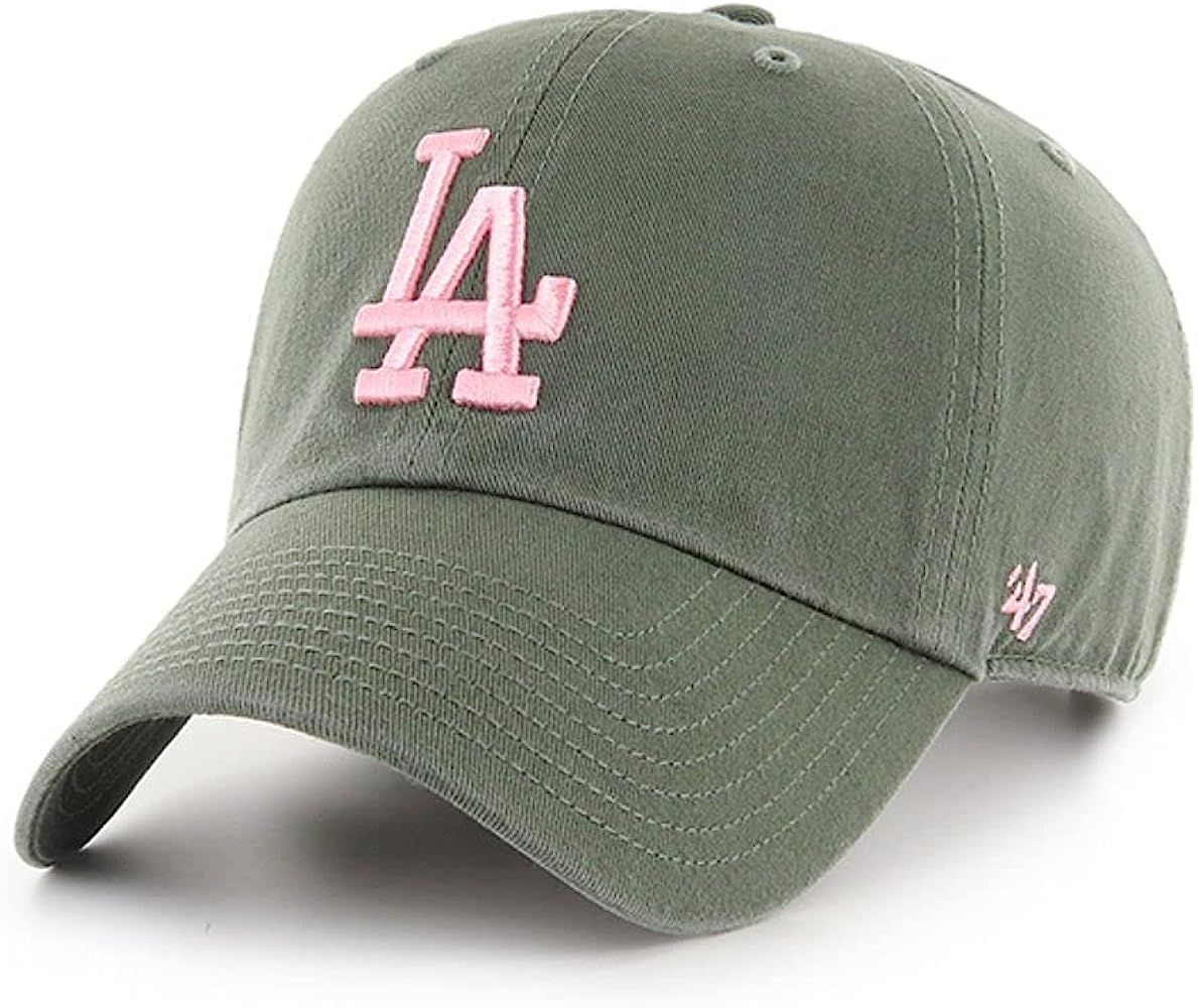 '47 Los Angeles Dodgers Clean Up Dad Hat Baseball Cap - Moss Green/Pink | Amazon (US)