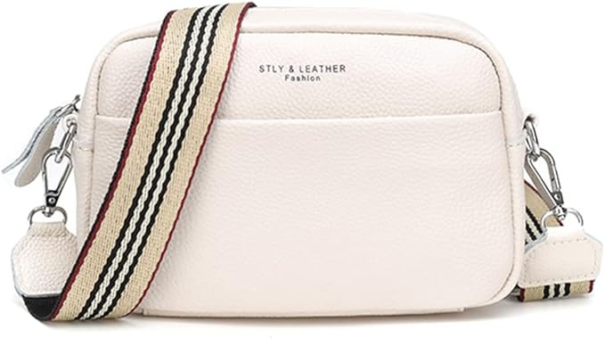 Crossbody Bag for Women Genuine Leather Wide Strap Shoulder Bag Purse Trendy Design Camera Crossb... | Amazon (US)