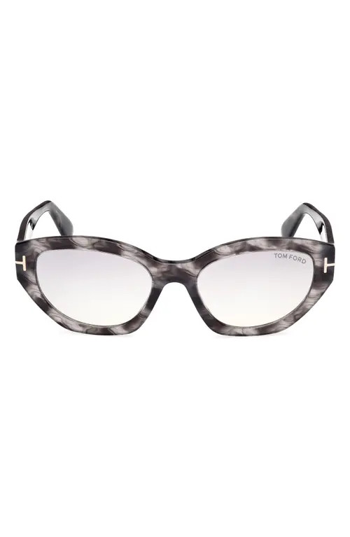 TOM FORD Penny 55mm Geometric Sunglasses in Black Havana /T Logo at Nordstrom | Nordstrom
