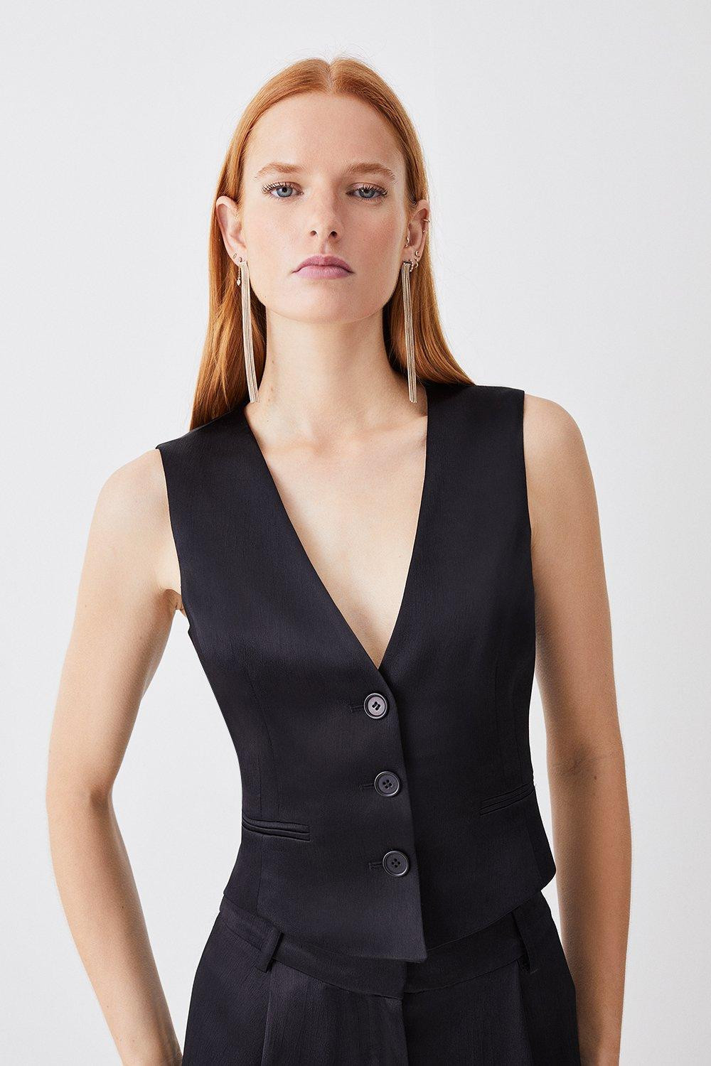 Luxe Satin Waistcoat | Karen Millen UK + IE + DE + NL