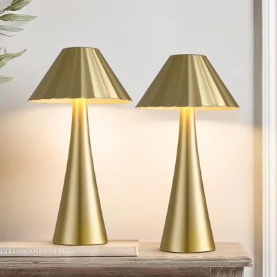 2 Pack Modern Mini Touch Control Table Lamps, 26.5" Rechargeable Gold Metal LED Desk Lamps With USB Charging & Dimmable Light For Bedroom Living Room | Wayfair North America