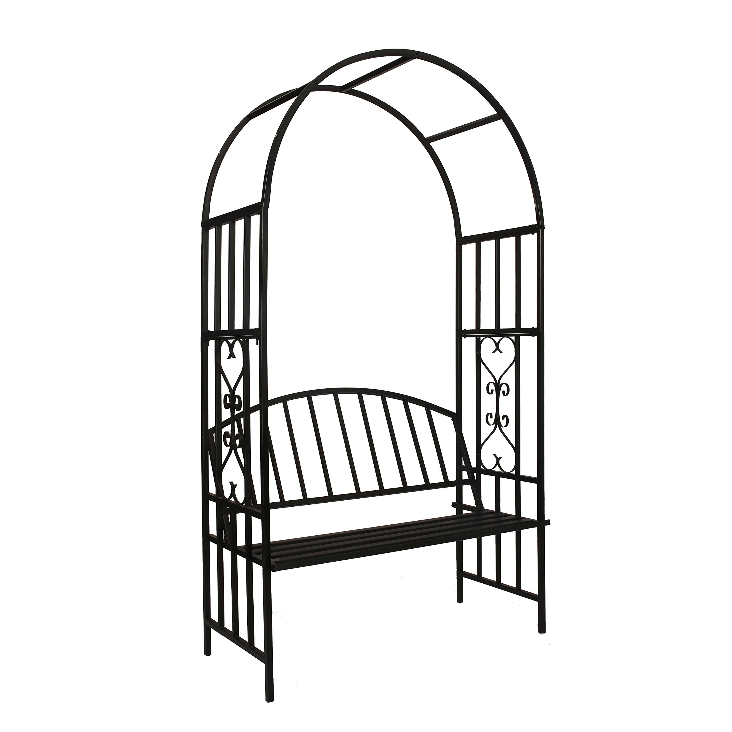 Steel Garden Arch with Seat for 2 People, 6'7" High x 3'7" Wide, Garden Arbor for Various Climbin... | Amazon (US)