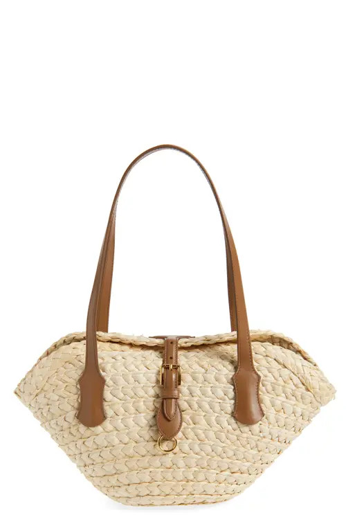 Dolce&Gabbana Capri Crocheted Corn Husk Tote in 8Z096 Naturale/Caramello at Nordstrom | Nordstrom