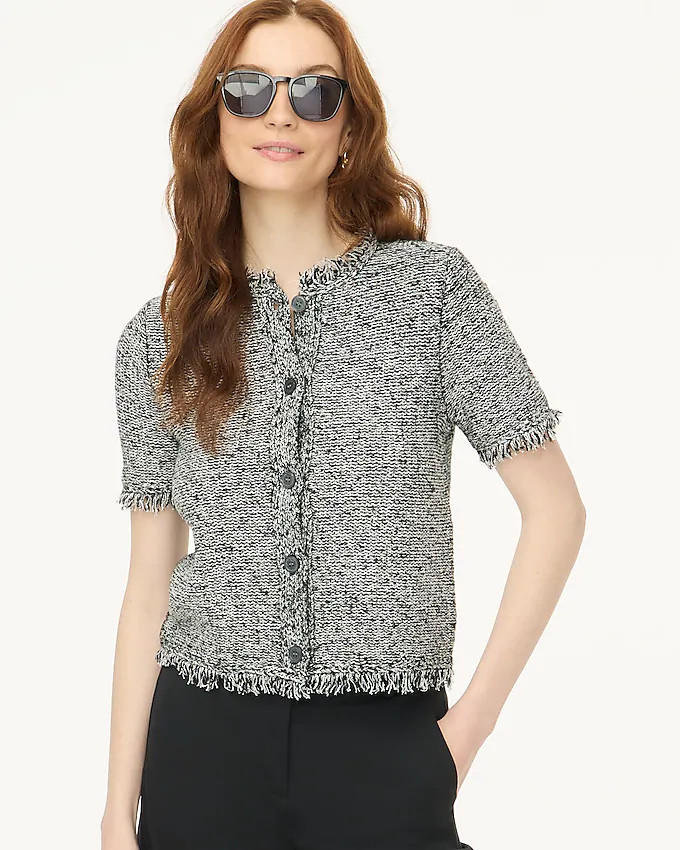 Short-sleeve fringe lady cardigan sweater | J.Crew Factory