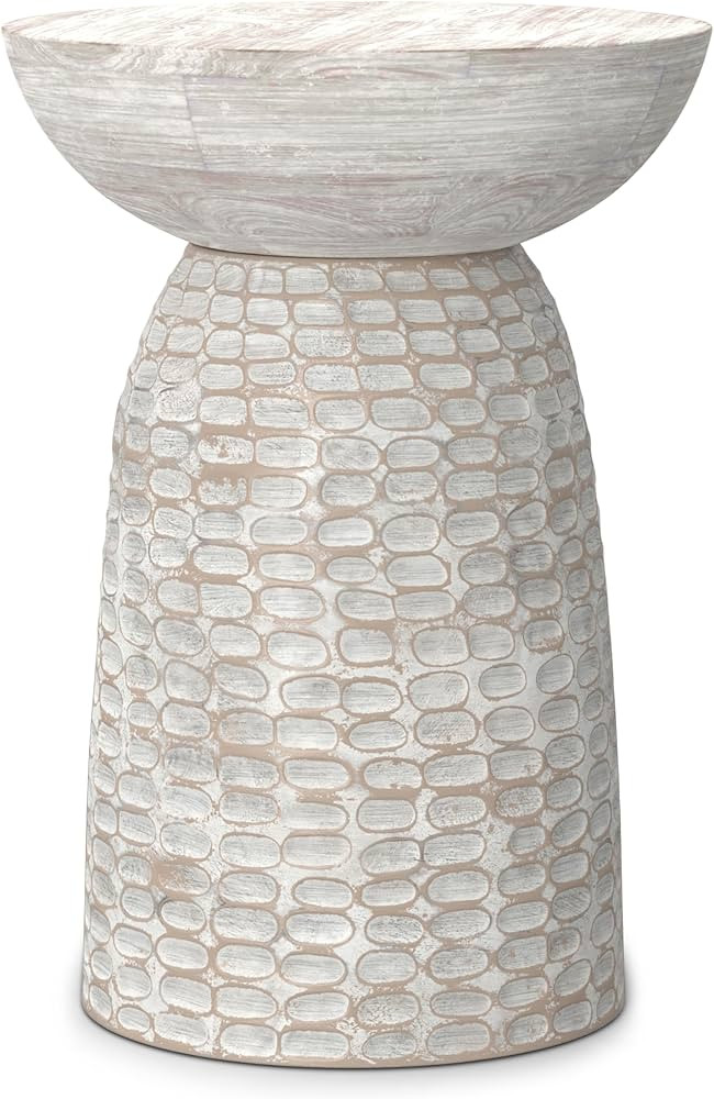 SIMPLIHOME Boyd SOLID MANGO WOOD 13 Inch Wide Round Contemporary Wooden Accent Table in White Was... | Amazon (US)