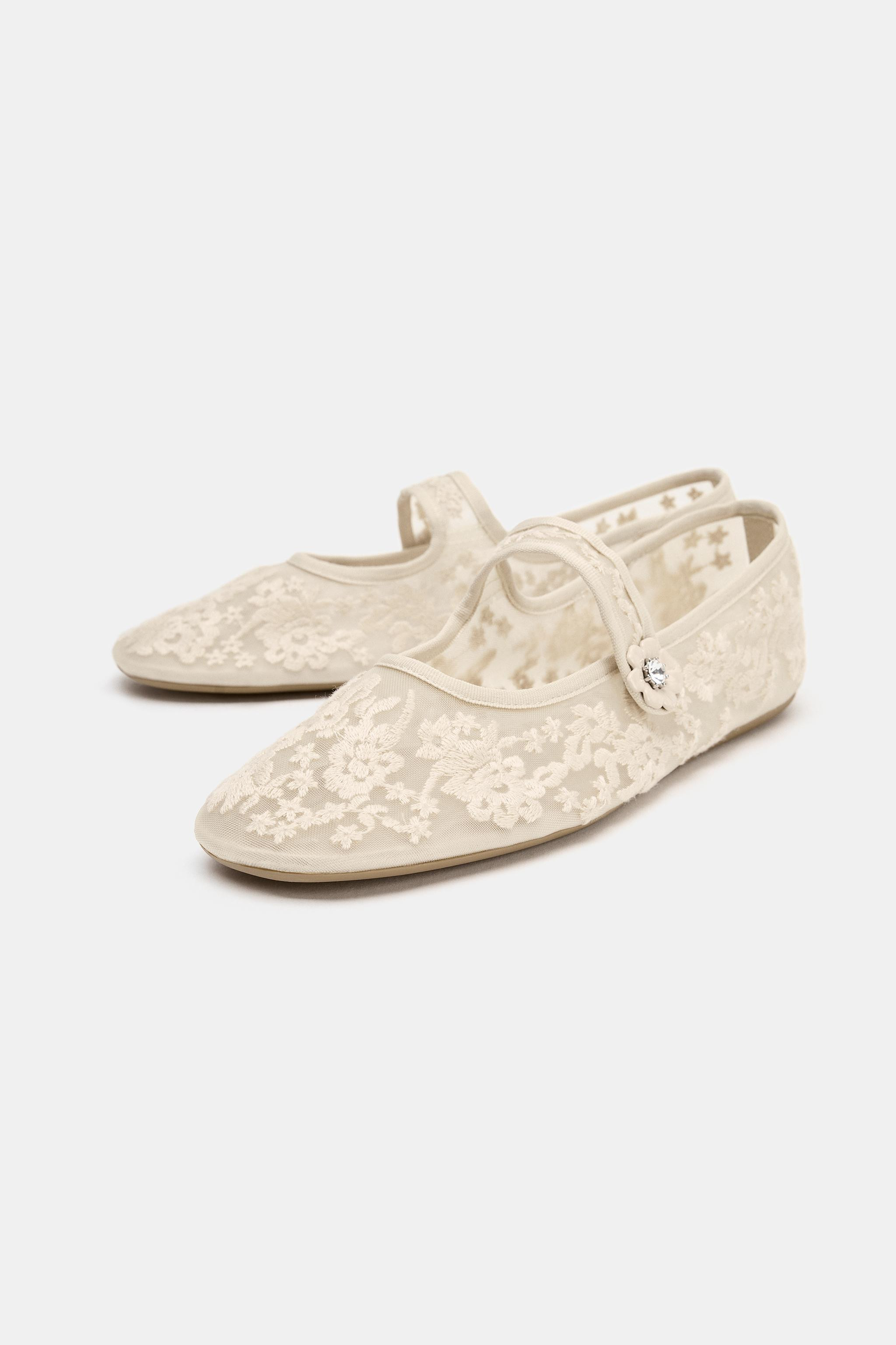 EMBROIDERED BALLET FLATS | Zara US