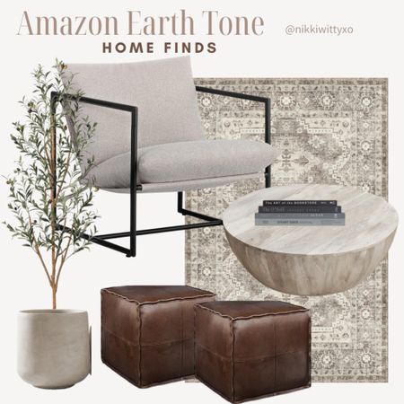 Amazon earth tone home finds! This accent chair looks so high end and the poufs are my favorite poufs to date. It can be easy and affordable to style your home! 

#LTKfindsunder50 #LTKhome #LTKstyletip