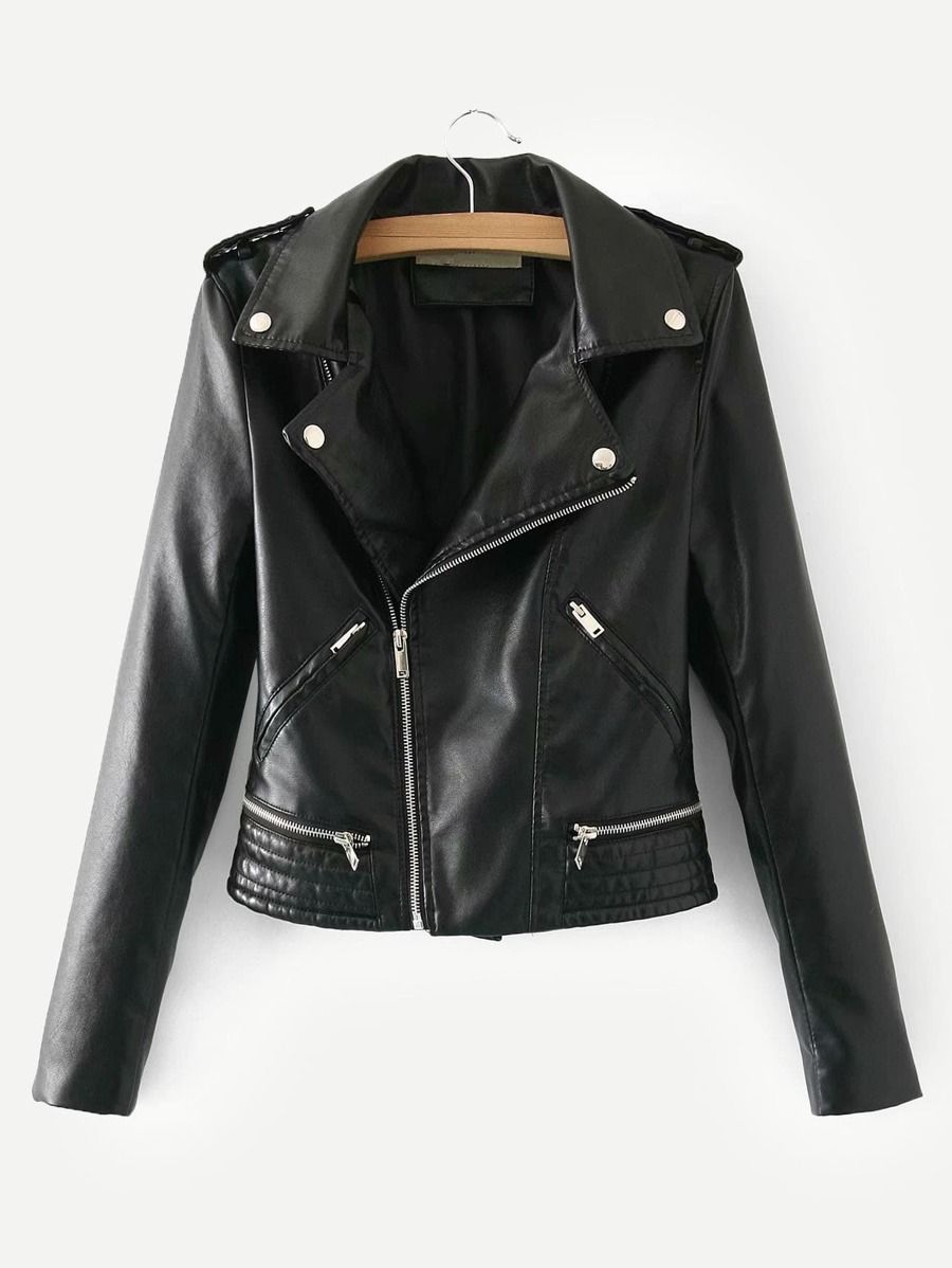 Faux Leather Biker Jacket | SHEIN