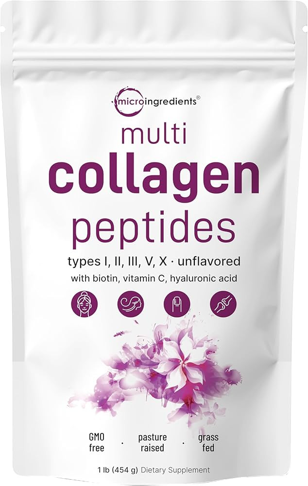 Multi Collagen Peptides Powder, 16 Oz - Hydrolyzed Protein Peptides | Type I,II,III,V,X with Hyal... | Amazon (US)