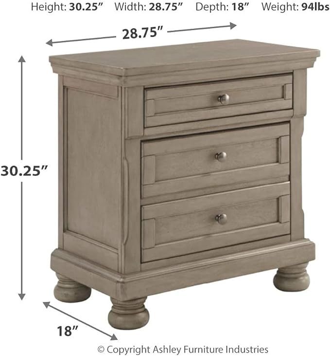 Signature Design by Ashley Lettner Modern Traditional 2 Drawer Nightstand, Light Gray | Amazon (US)