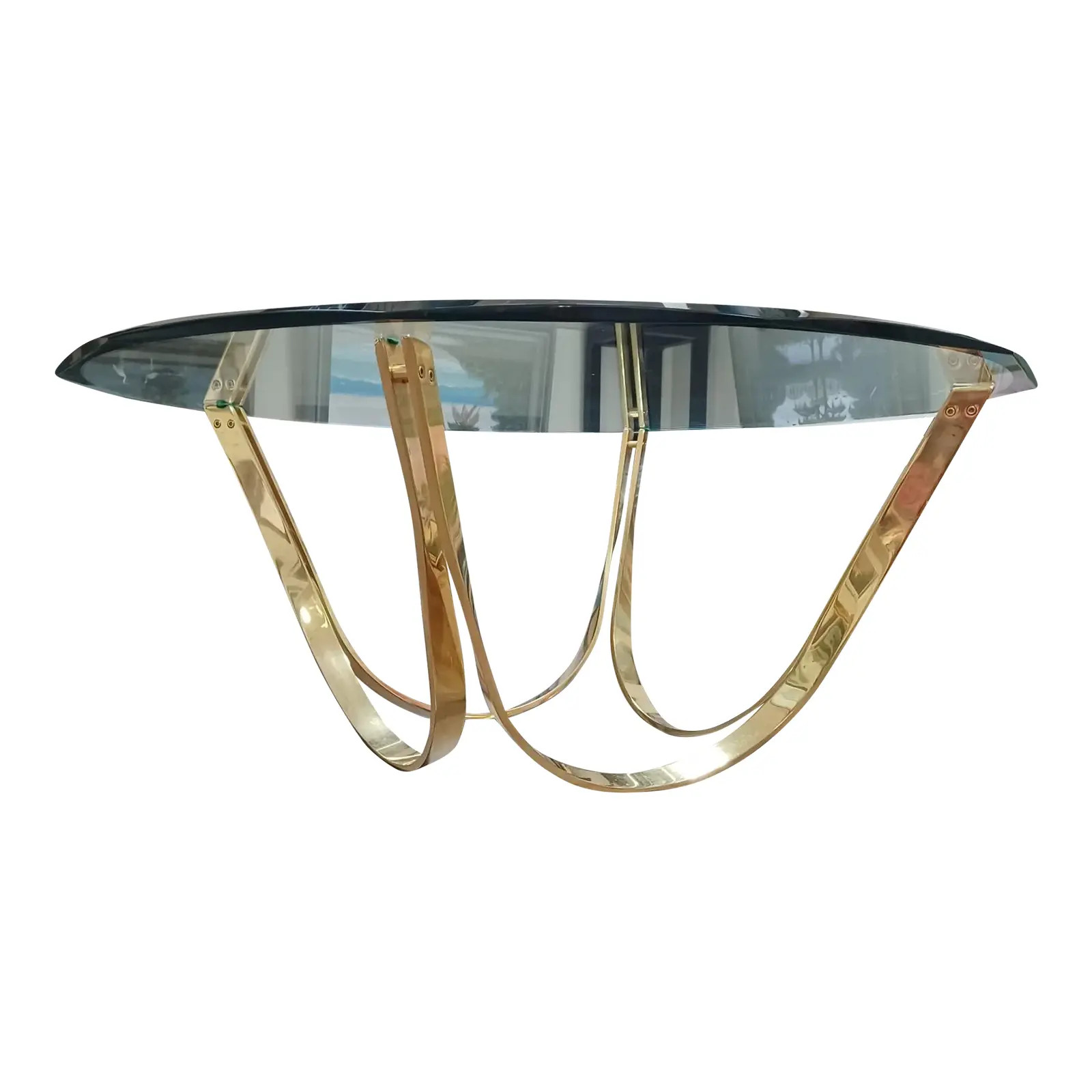 Vintage 1970s Roger Sprunger Style Brass and Glass Coffee Table | Chairish