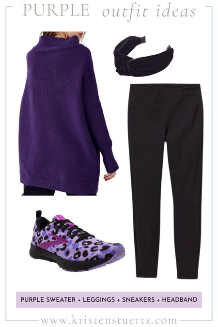 Cute purple Athleisure wear! Leggings, purple sweater, cheetah print sneakers. 

#LTKstyletip #LTKshoecrush