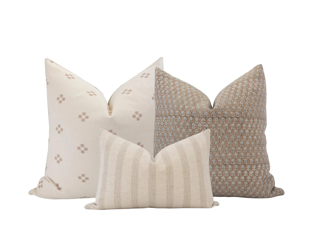 Neutral Pillow Cover Combo Light Beige Pillow Cover Set Warm Neutral Pillow Covers Modern Farmhou... | Etsy (US)