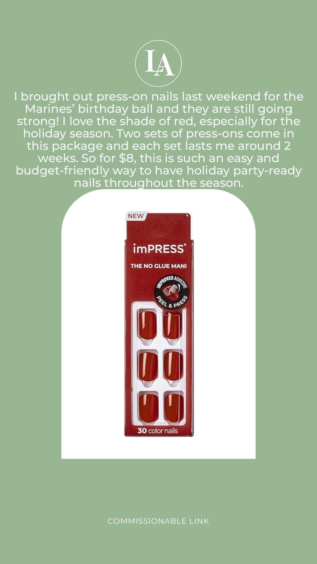 ImPRESS press-on nails 

Amazon find, Amazon beauty, holiday red manicure 

#LTKHoliday #LTKFindsUnder50 #LTKSeasonal