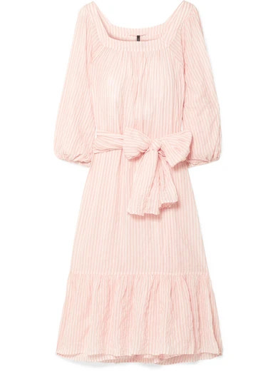 Laure striped crinkled-voile midi dress | NET-A-PORTER (US)