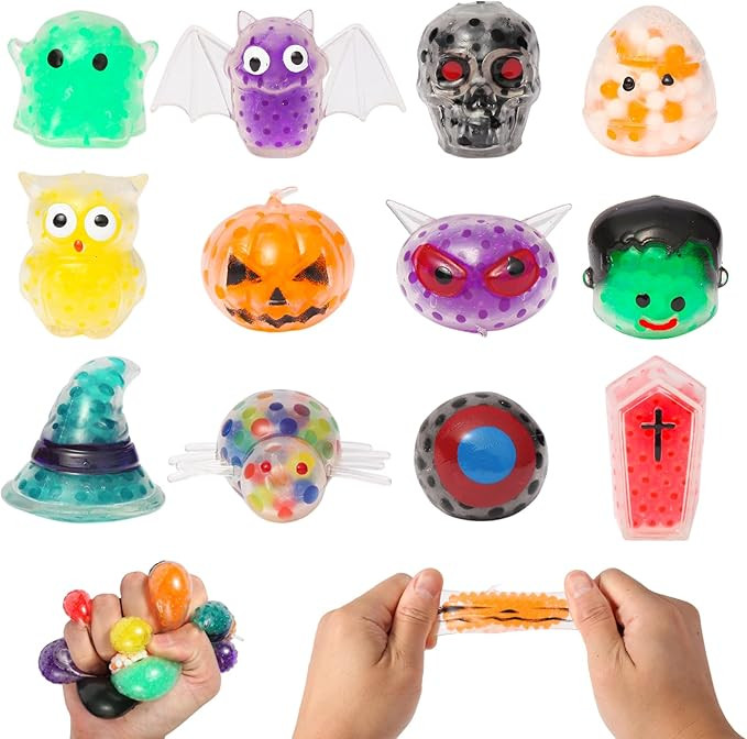 12 Pcs Halloween Mini Sensory Stress Balls Squeeze Toy for Adults, Squishy Stress Relief Toys, Ha... | Amazon (US)