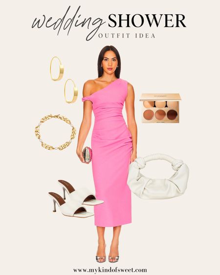 I love this beautiful pink dress! Add white and gold accessories to wear for your next wedding shower. 

#LTKSeasonal #LTKstyletip #LTKitbag