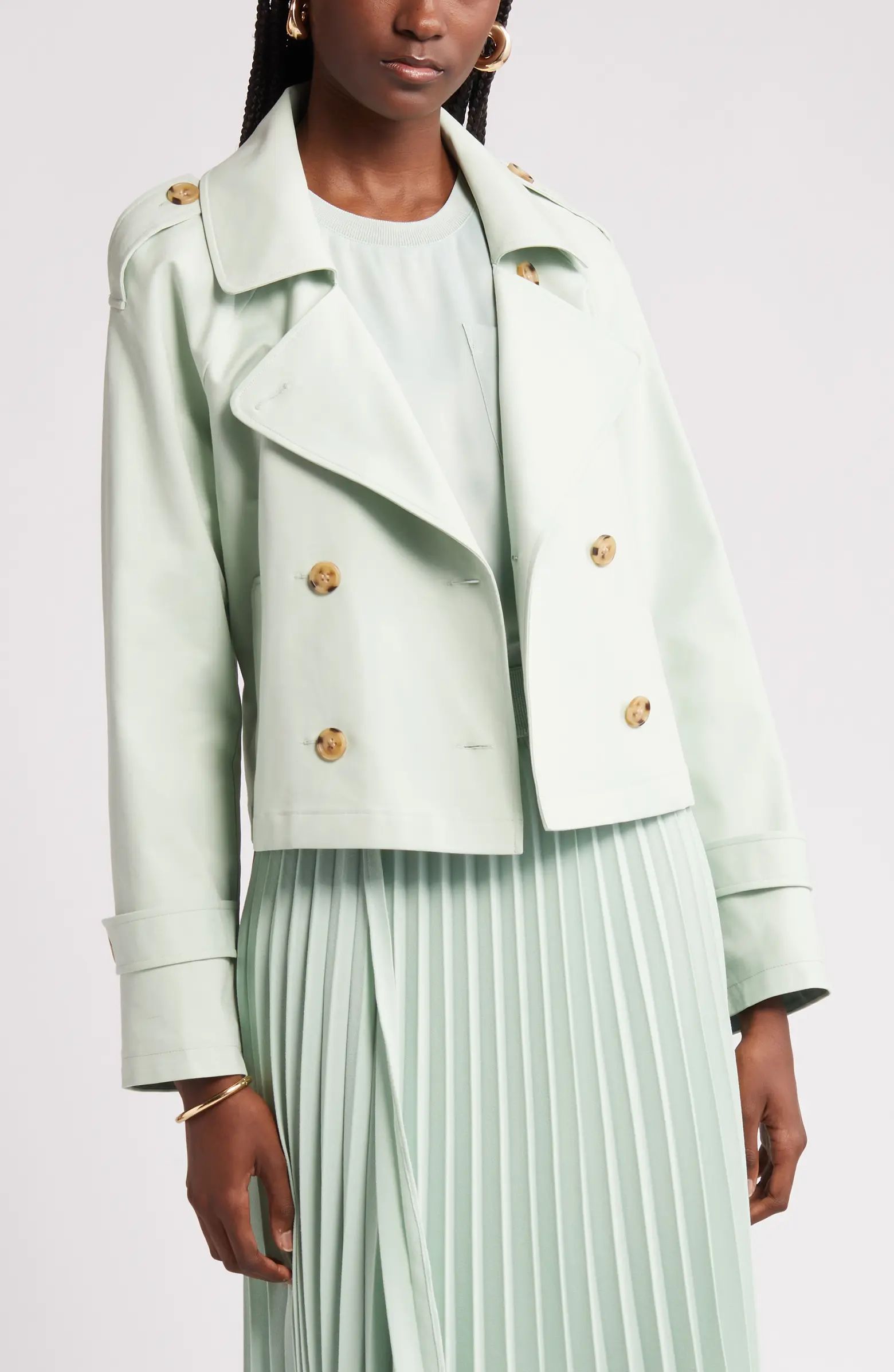 Crop Stretch Cotton Trench Coat | Nordstrom