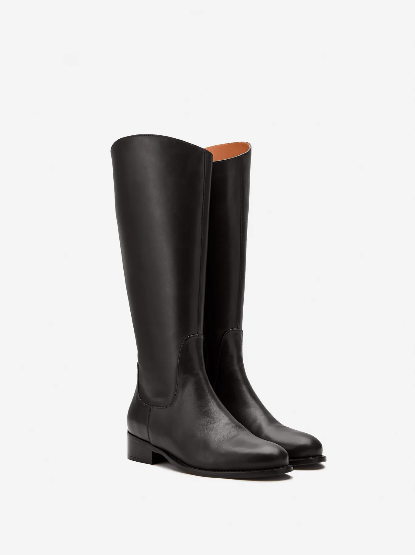 Verity Black Leather Flat Knee High Boots | DuoBoots | DuoBoots