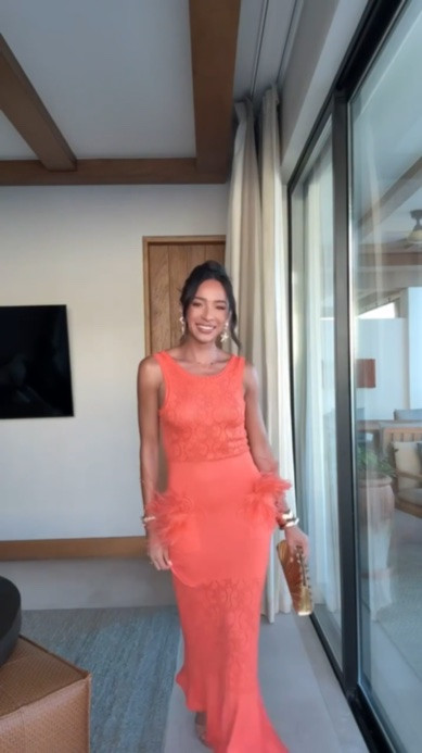Beach vacation outfit 🧡 This dress is one of my favorite vacation dresses ever! Wearing size S dress - size down if between sizes bc it stretches with wear! 

vacation outfit, dinner outfit, resortwear, vacation dress, summer dress, summer outfit, beach getaway, date night outfit, orange dress, knit dress

#LTKSeasonal