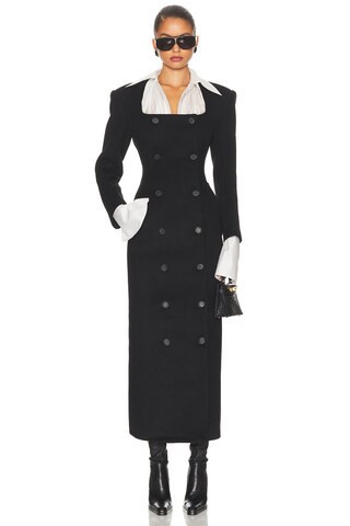 Helsa The Hourglass Coat in Black - Black. Size XL (also in L, M, S). | FWRD 