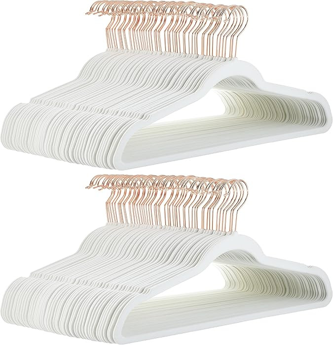 Amazon Basics Slim Velvet Non-Slip Space Saving Suit Clothes Hangers for Closet Organization, Ivo... | Amazon (US)