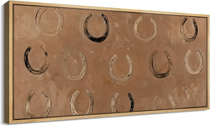 SIGNFORD Extra Large Framed Canvas Print Wall Art Rustic Horseshoe Pattern Western Country Abstra... | Amazon (US)